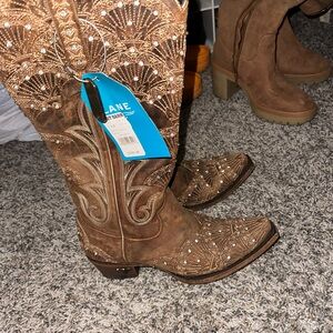 LANE bedazzled cowgirl boots NEVER WORN